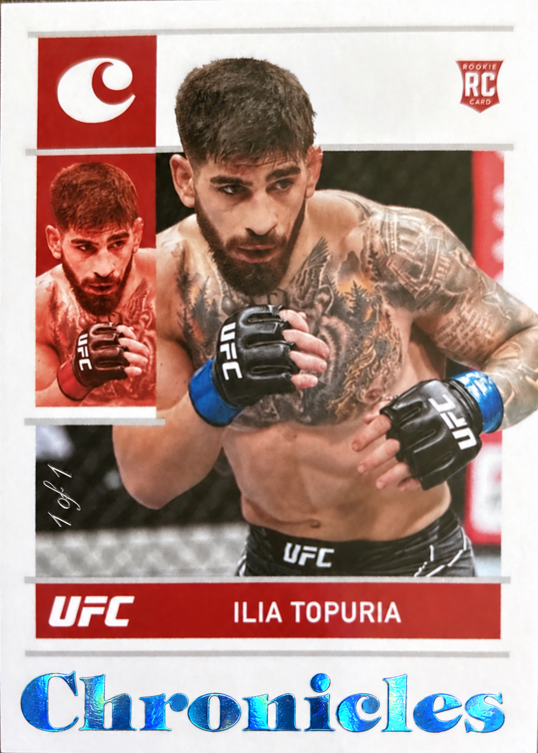 Recreación con IA de 2022 Panini Chronicles UFC Platinum Ilia Topuria #82 /1