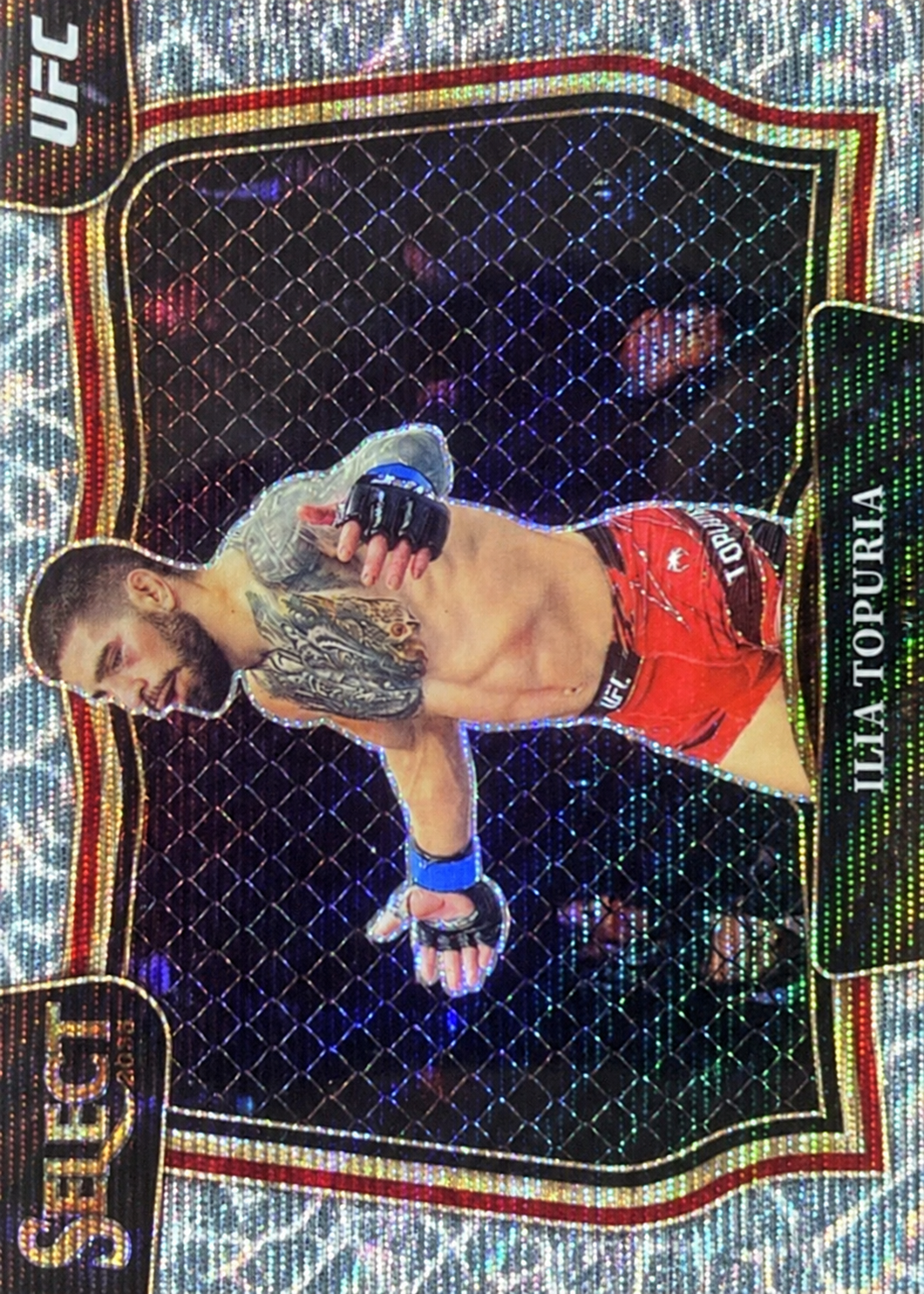 Recreación con IA de 2023 Panini Select UFC Elephant Ilia Topuria #250 SSP