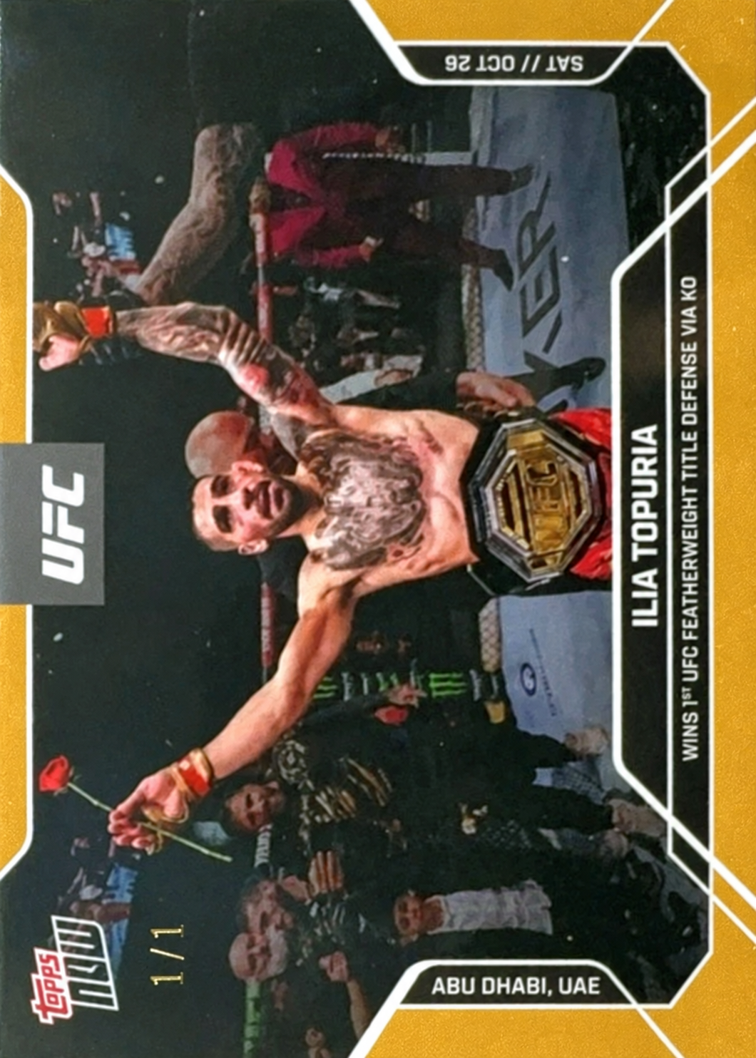 Recreación con IA de 2024 UFC Topps NOW Gold Ilia Topuria #27 /1