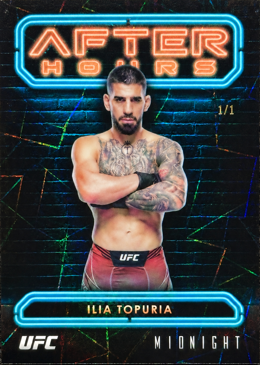Recreación con IA de 2024 Topps Midnight UFC Black Light Ilia Topuria #AH-19 /1