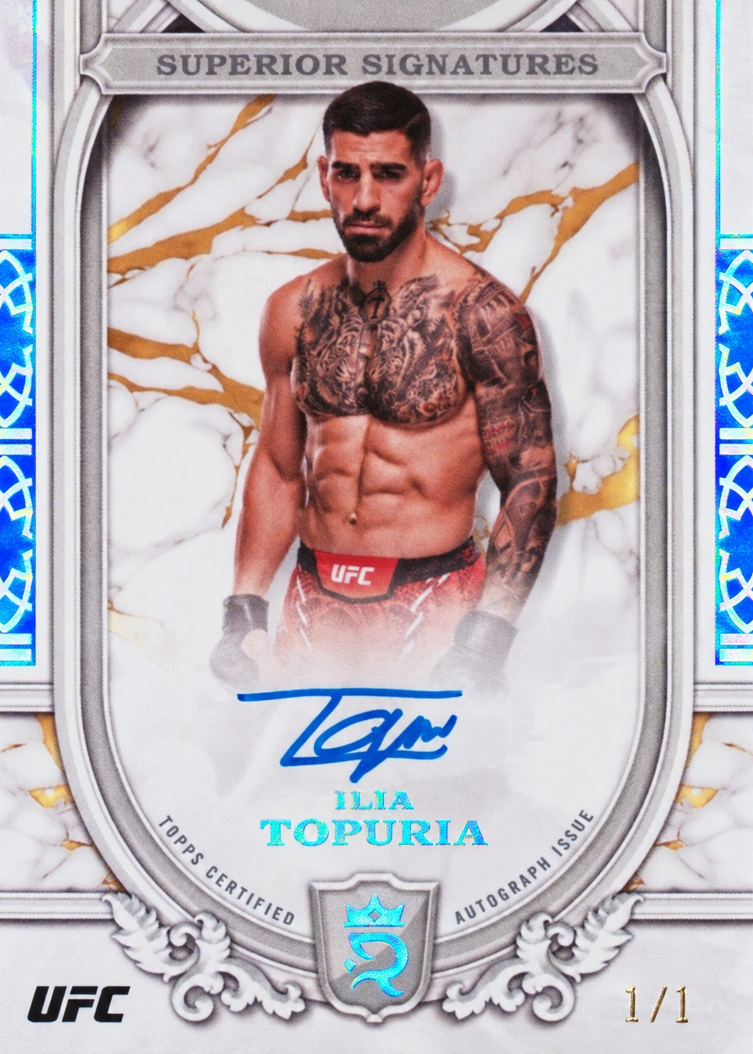 Recreación con IA de 2024 Topps Royalty UFC Platinum Ilia Topuria #SS-ITA /1