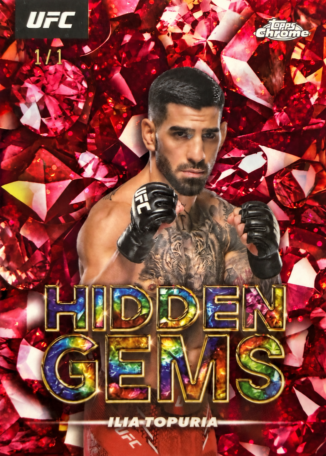 Recreación con IA de 2025 Topps Chrome UFC Red Ilia Topuria #HGS-2 /1