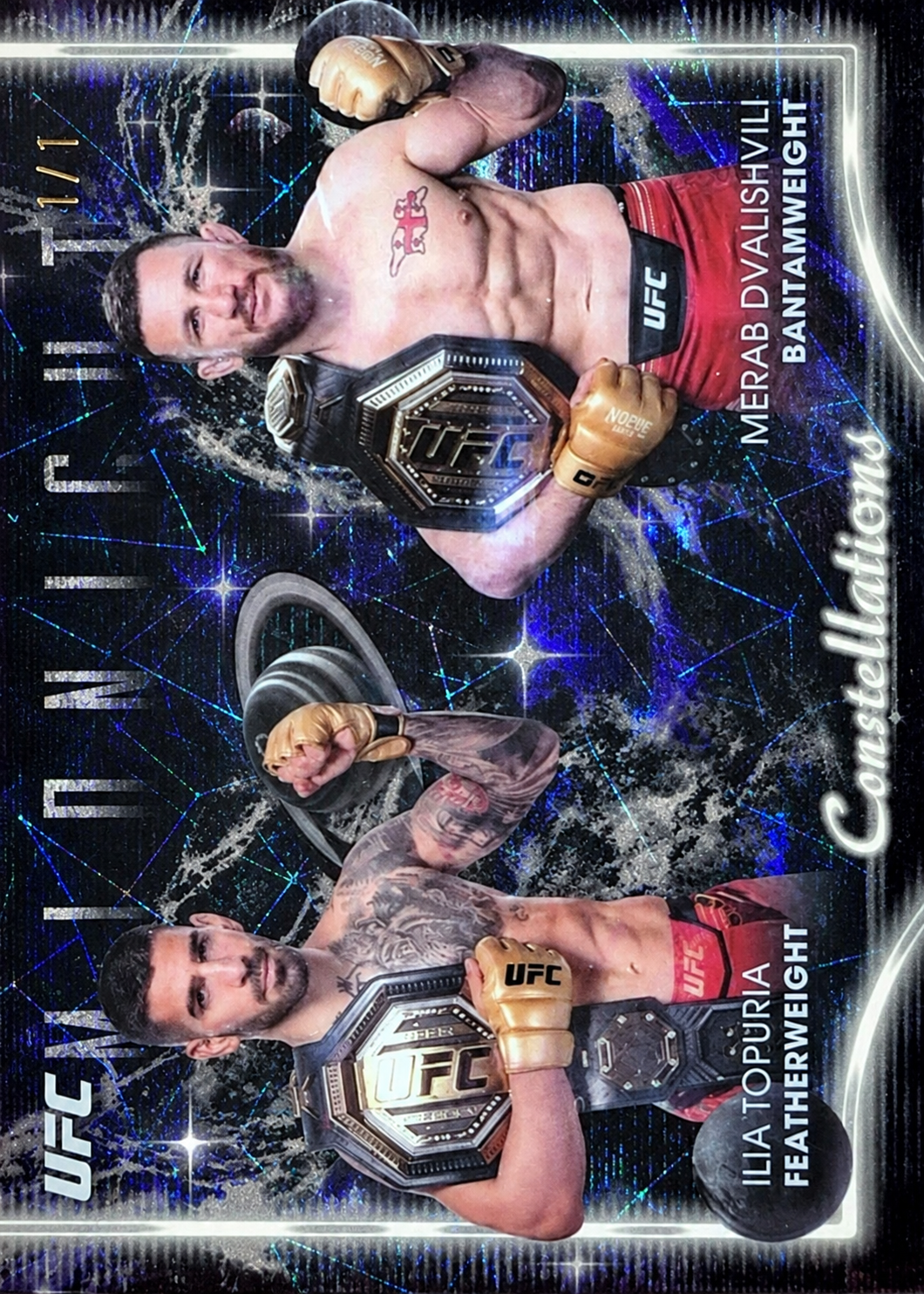 Recreación con IA de 2025 Topps Midnight UFC Black Light Ilia Topuria #CS-7 /1
