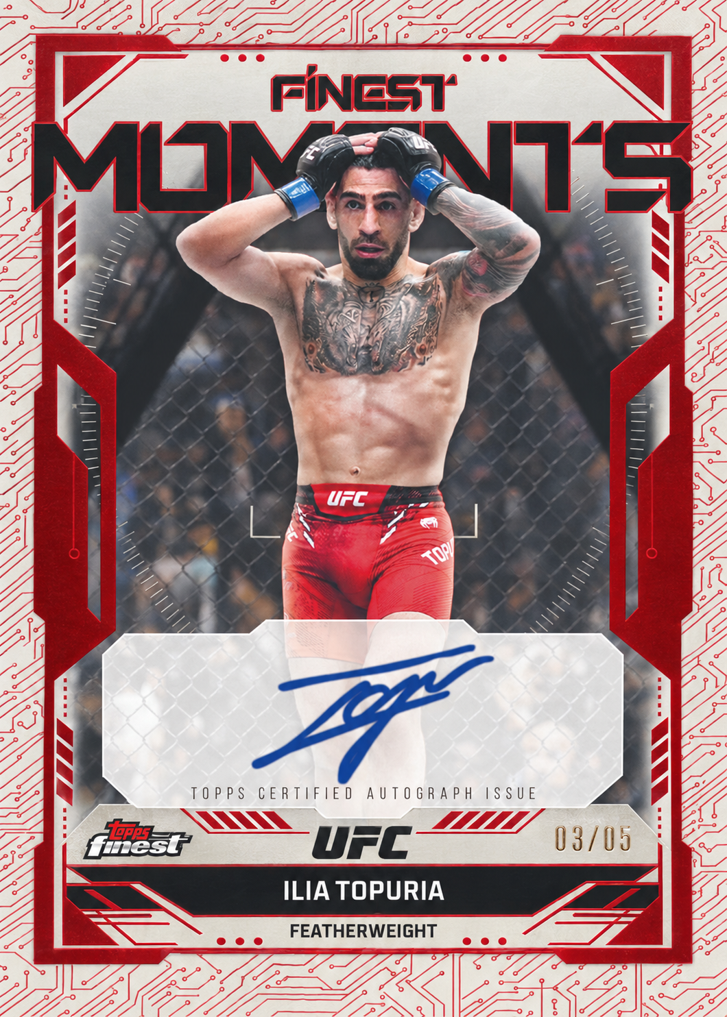 Recreación con IA de 2025 Topps Finest UFC Red Refractor Ilia Topuria #FMS-IT /5