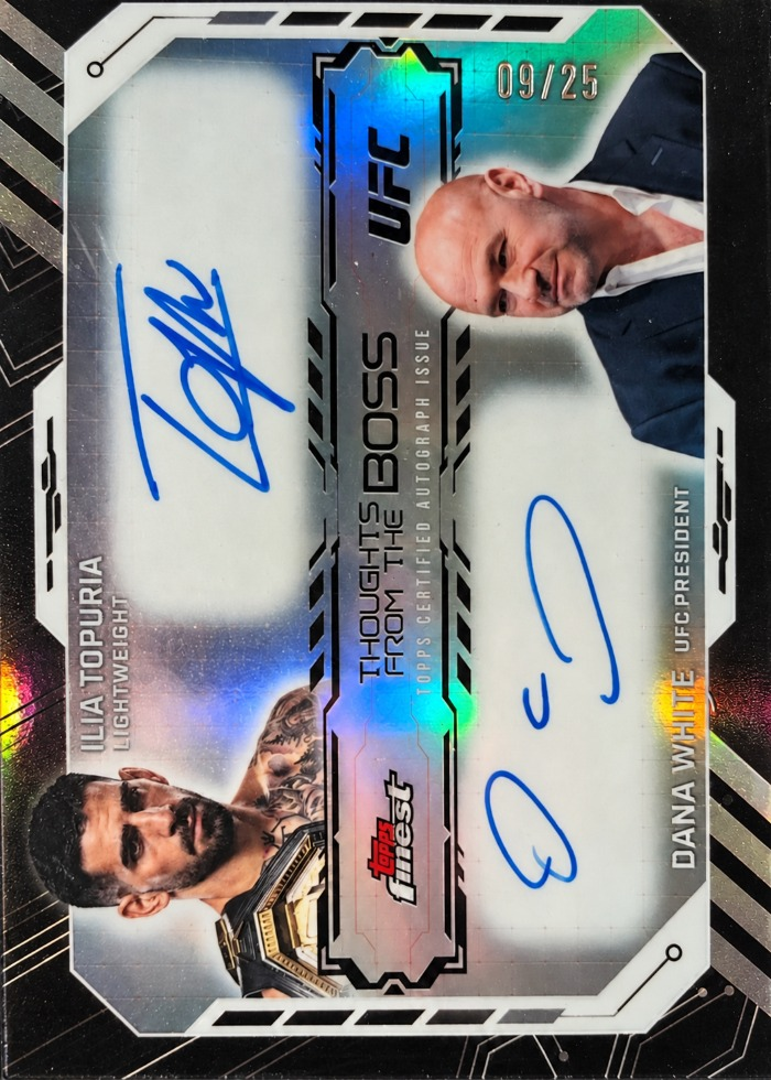 Recreación con IA de 2025 Topps Finest UFC Black Refractor Ilia Topuria #TBA-TW /25