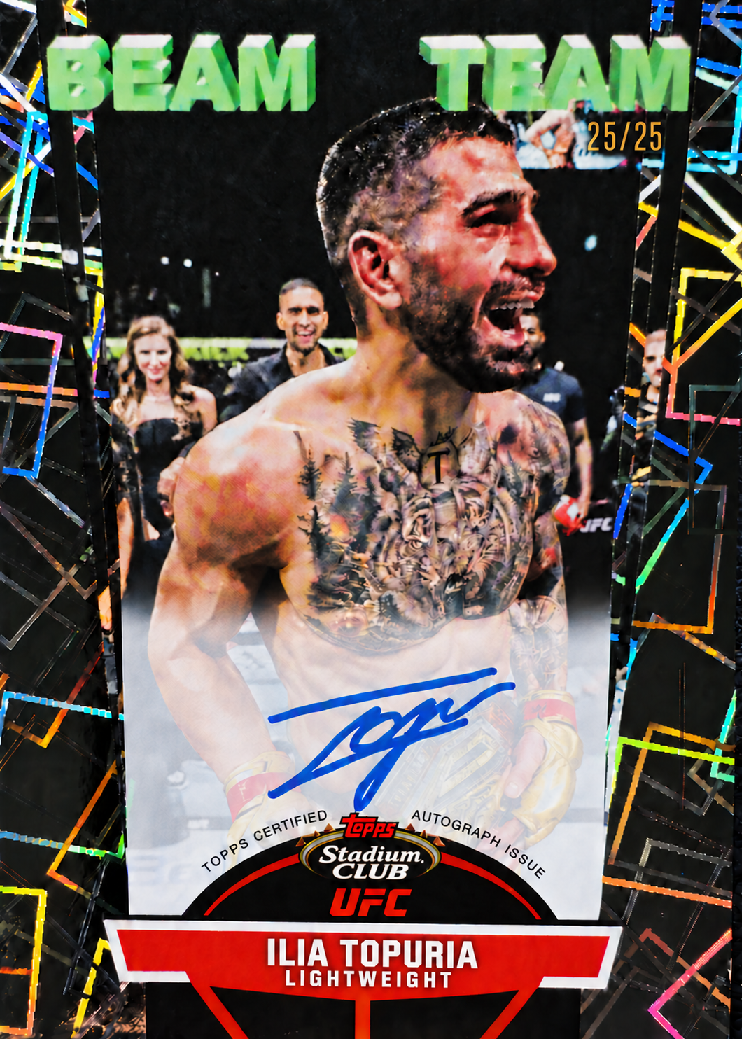 Recreación con IA de 2025 Topps Stadium Club UFC Autograph Ilia Topuria #BTA-IT /25