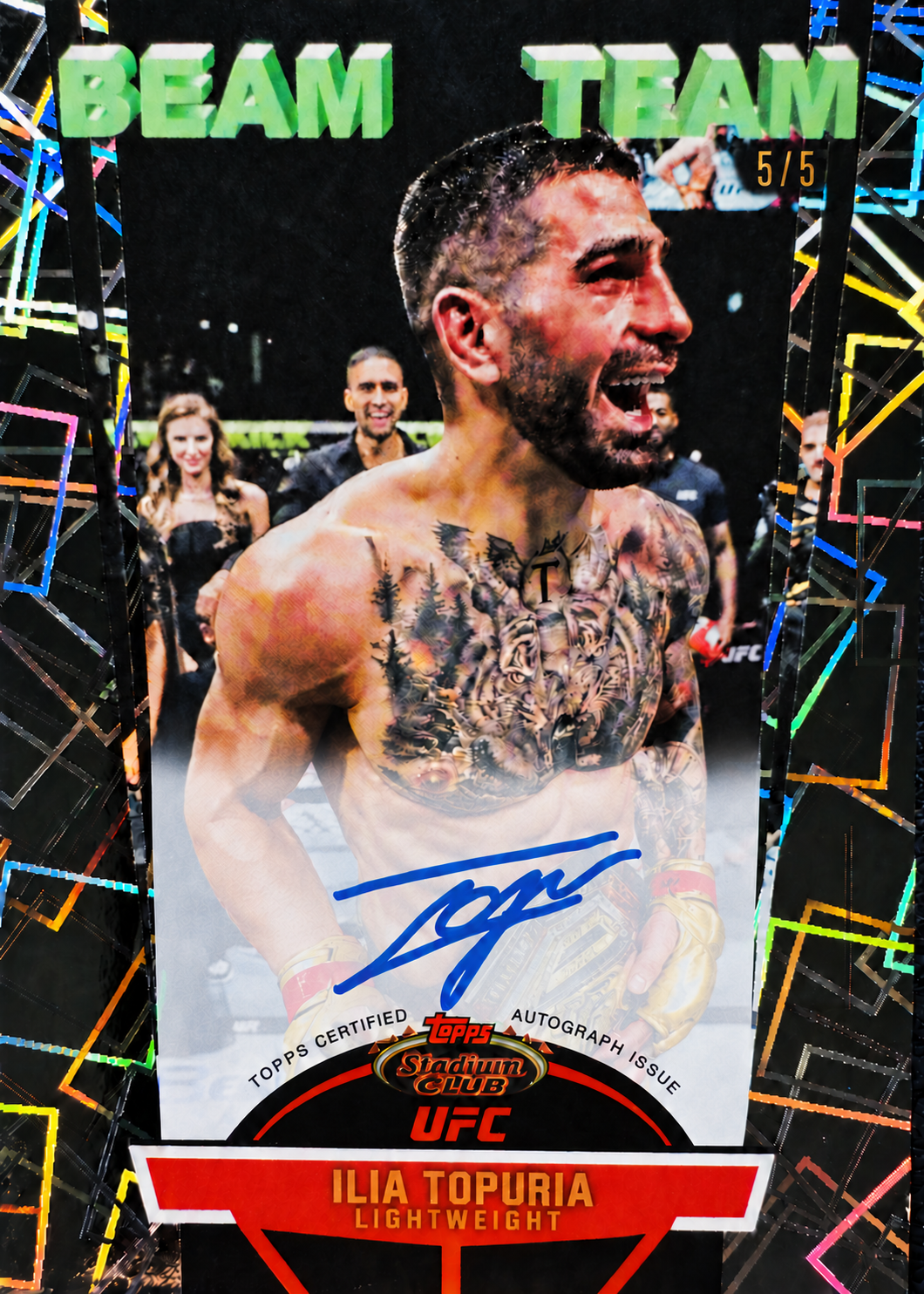 Recreación con IA de 2025 Topps Stadium Club UFC Orange Ilia Topuria #BTA-IT /5