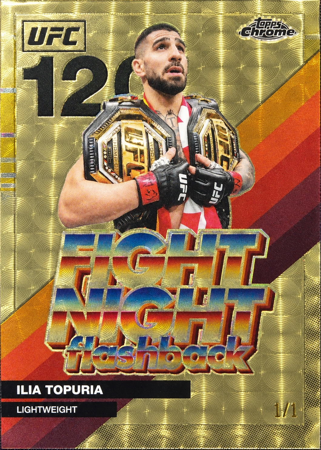 Recreación con IA de 2026 Topps Chrome UFC SuperFractor Ilia Topuria #FNF-7 /1