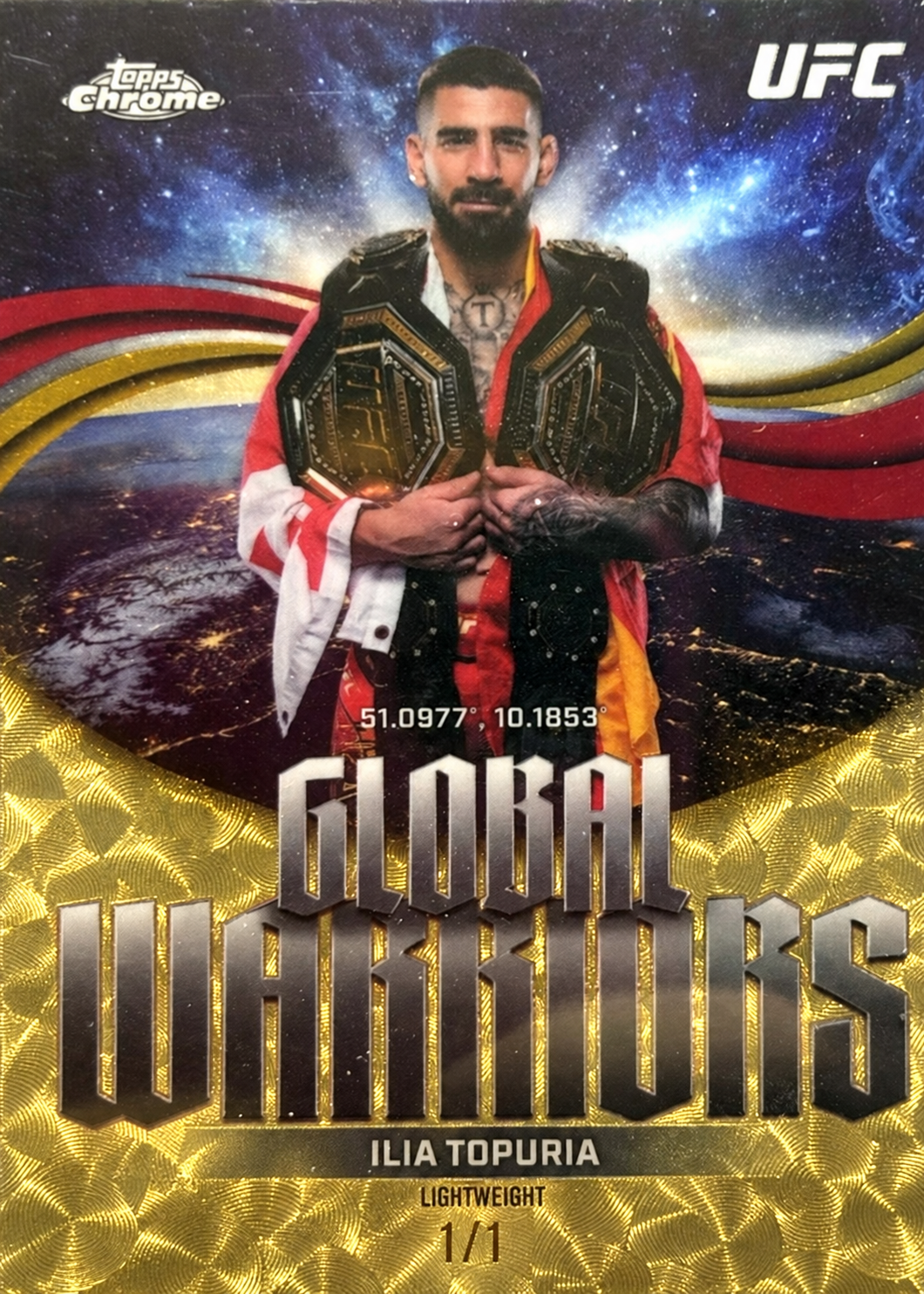 Recreación con IA de 2026 Topps Chrome UFC SuperFractor Ilia Topuria #GW-21 /1