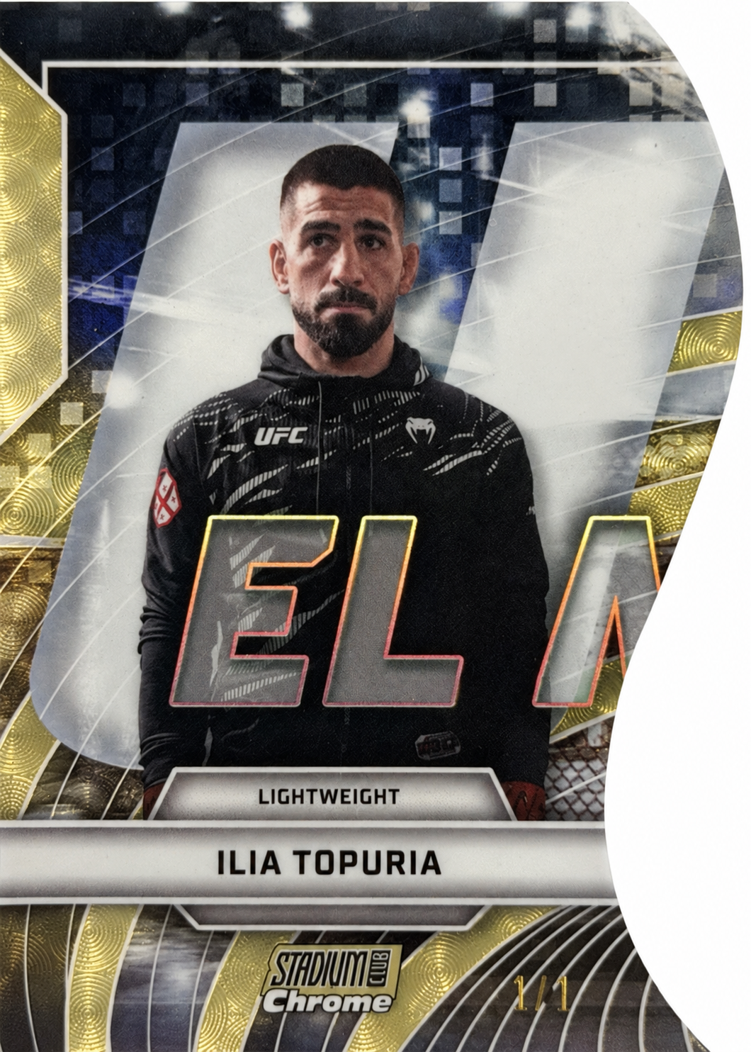 Recreación con IA de 2026 Topps Stadium Club UFC Superfractor Ilia Topuria #TVN-10 /1