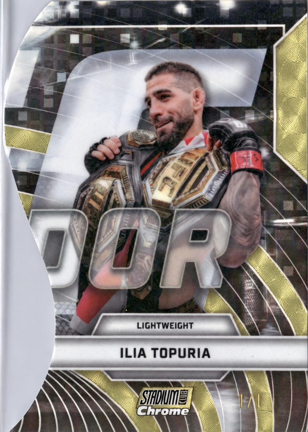 Recreación con IA de 2026 Topps Stadium Club UFC Superfractor Ilia Topuria #TVN-12 /1