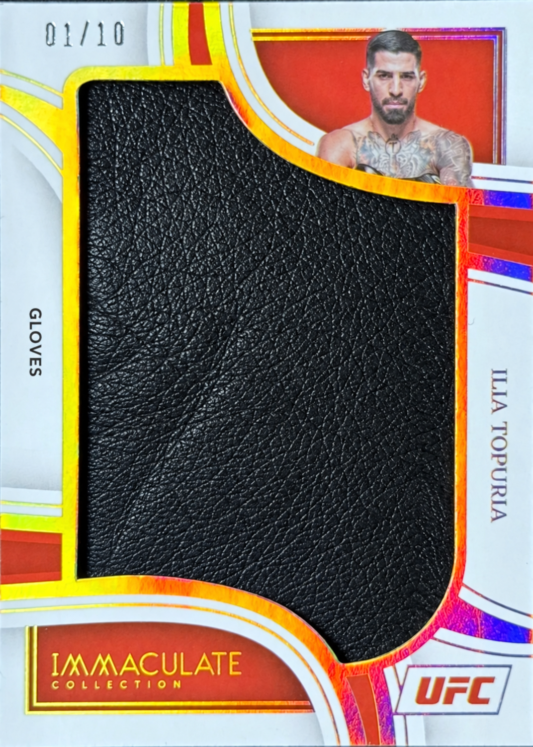 Recreación con IA de 2023 Panini Immaculate UFC Gloves Ilia Topuria #JM-ITP /10