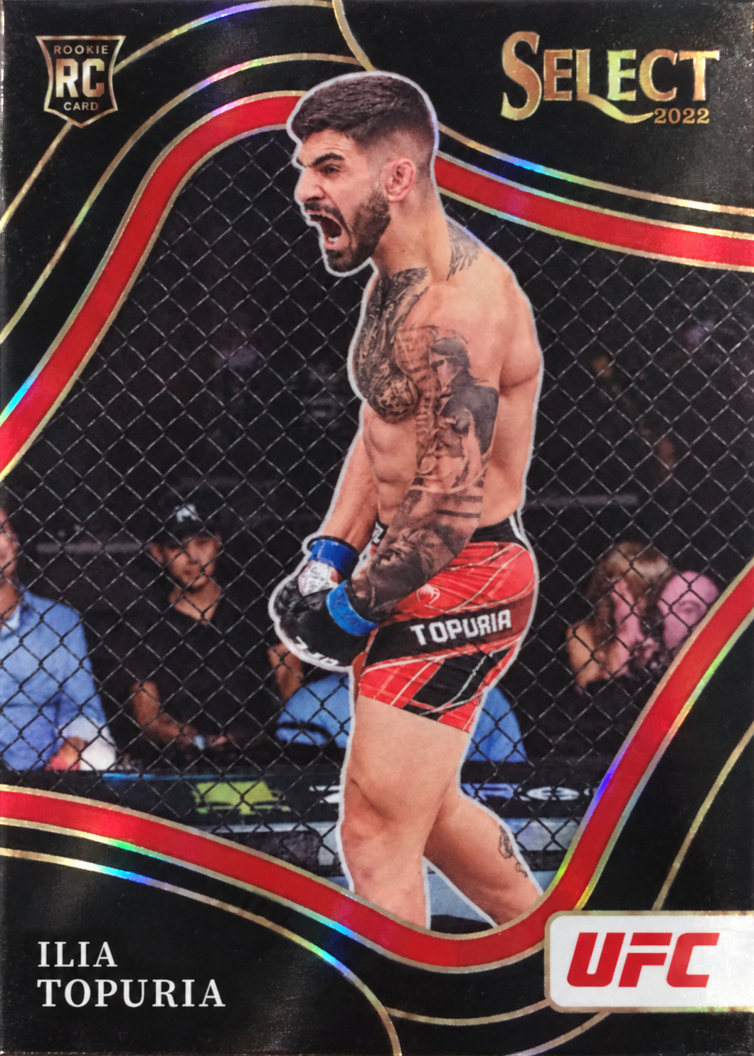 Recreación con IA de 2022 Panini Select UFC Black Ilia Topuria #262 /1