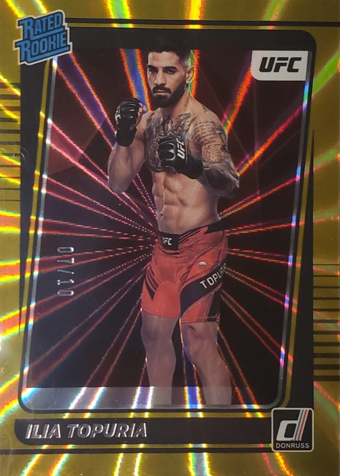 2022 Panini Donruss UFC Gold Laser Holo Ilia Topuria #215 /10