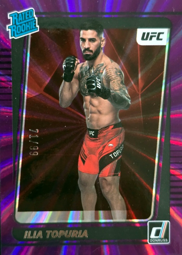 2022 Panini Donruss UFC Purple Laser Holo Ilia Topuria #215 /99