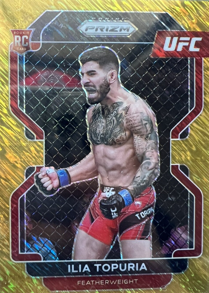 2022 Panini Prizm UFC Gold Shimmer FOTL Ilia Topuria #115 /5