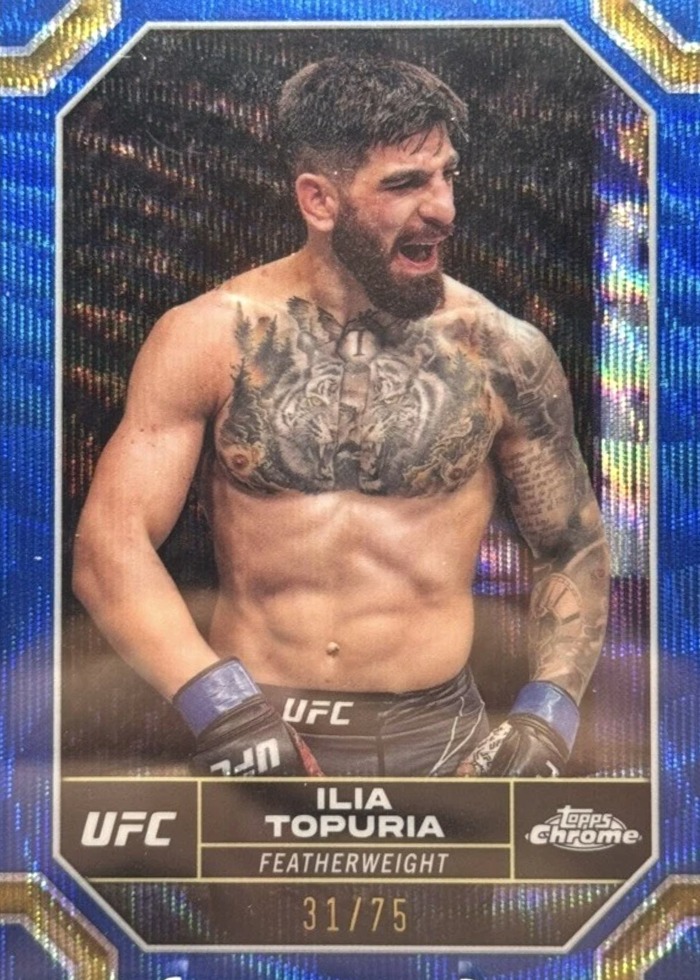 2024 Topps Chrome UFC Blue Wave Refractor Ilia Topuria #77 /75