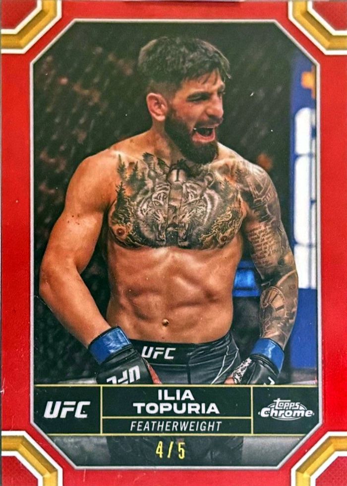 2024 Topps Chrome UFC Red Refractor Ilia Topuria #77 /5