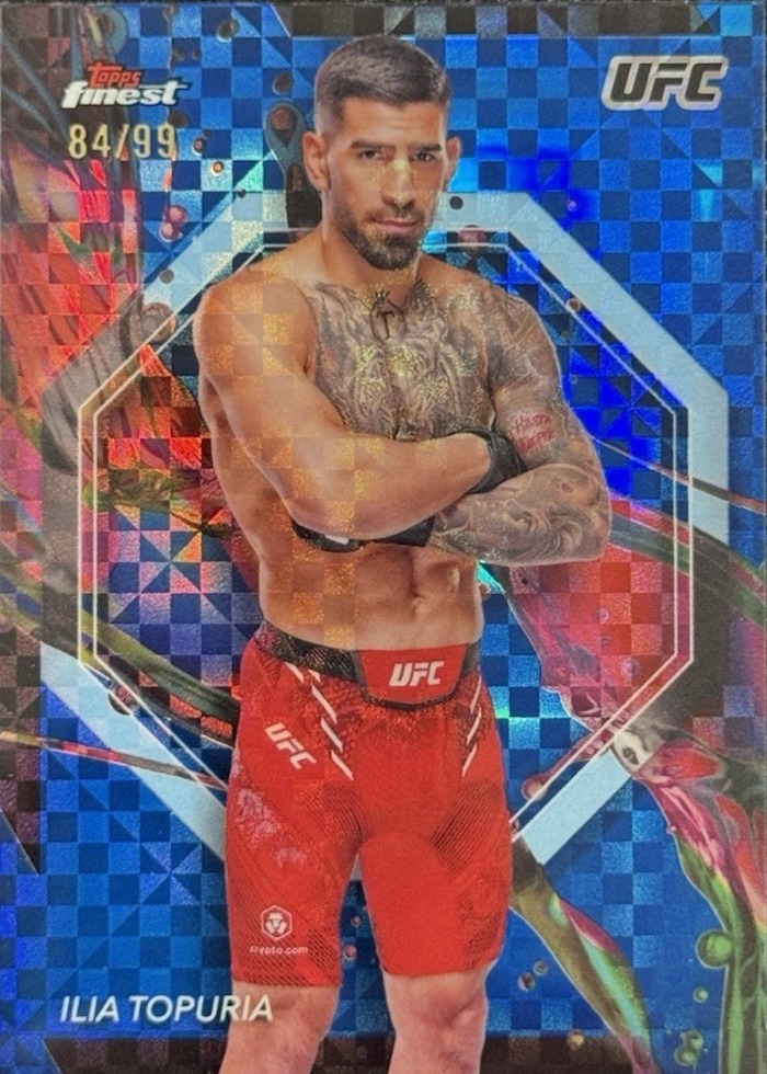 2024 Topps Finest UFC Blue Checkerboard Refractor Ilia Topuria #100 /99