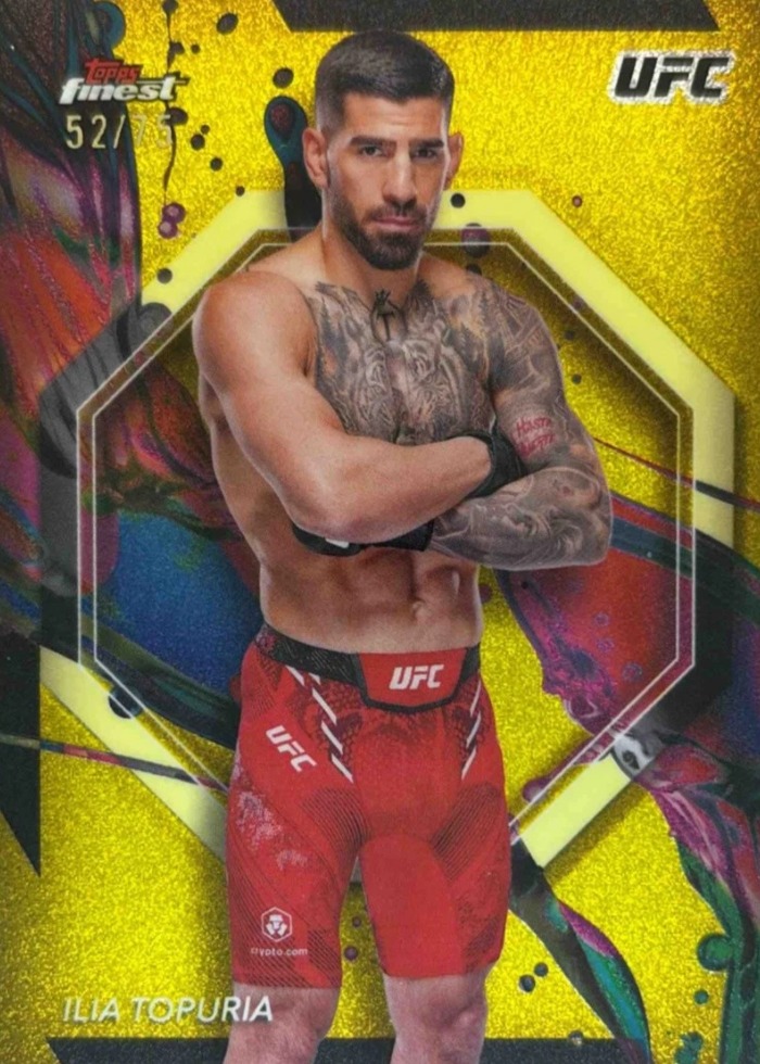 2024 Topps Finest UFC Yellow Glitter Refractor Ilia Topuria #100 /75