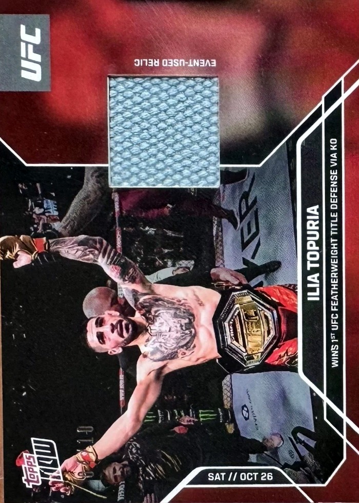 2024 UFC Topps NOW Event-used Mat Relic Red Ilia Topuria #27A /10