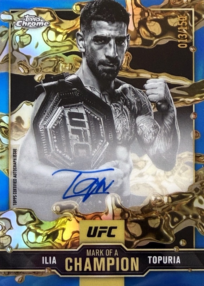 2025 Topps Chrome UFC Blue Refractor Ilia Topuria #MOC-IT /150
