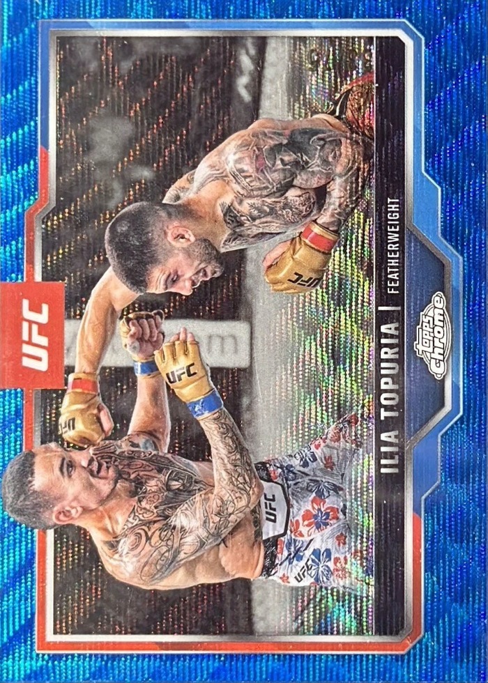 2025 Topps Chrome UFC Blue Wave Refractor Ilia Topuria #43 /75