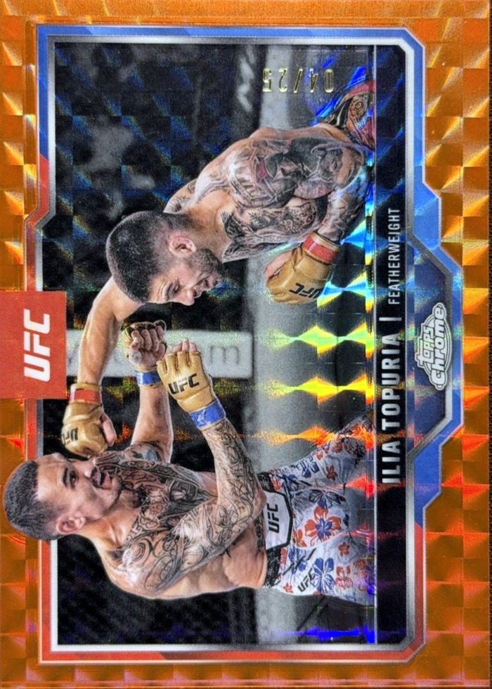2025 Topps Chrome UFC Orange Geometric Refractor Ilia Topuria #43 /25