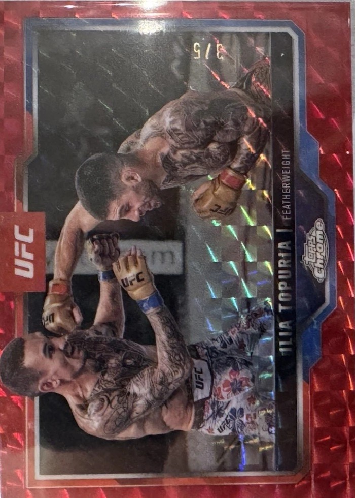 2025 Topps Chrome UFC Red Geometric Refractor Ilia Topuria #43 /5