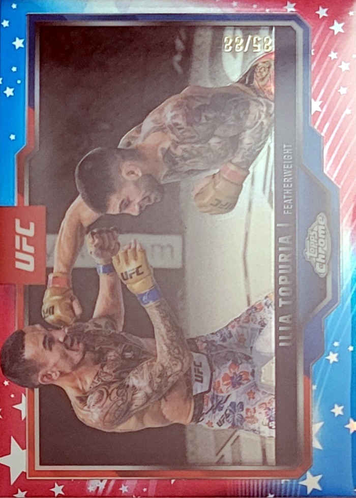 2025 Topps Chrome UFC Red/White/Blue Refractor Ilia Topuria #43 /88