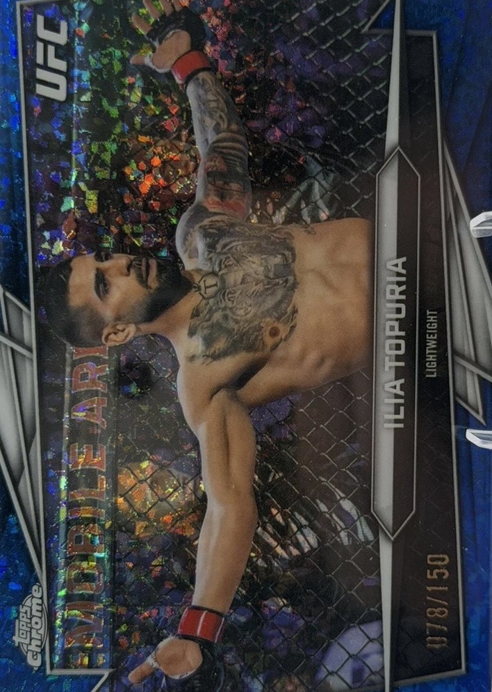 2026 Topps Chrome UFC Blue Mini Diamonds Refractor Ilia Topuria #1 /150