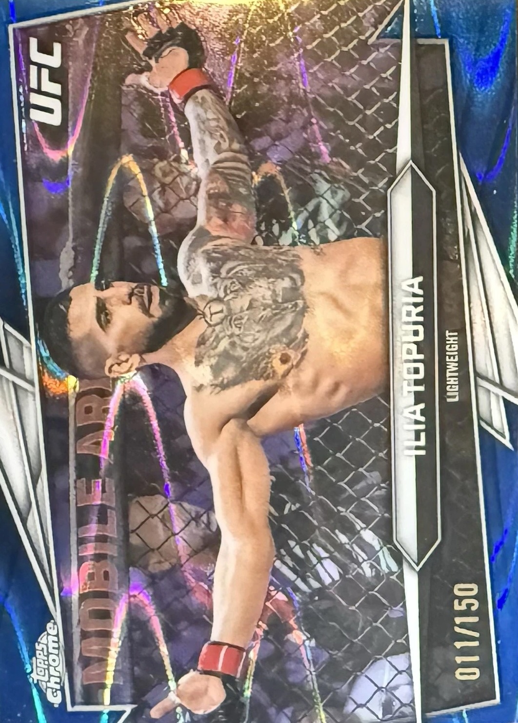 2026 Topps Chrome UFC Blue RayWave Refractor Ilia Topuria #1 /150