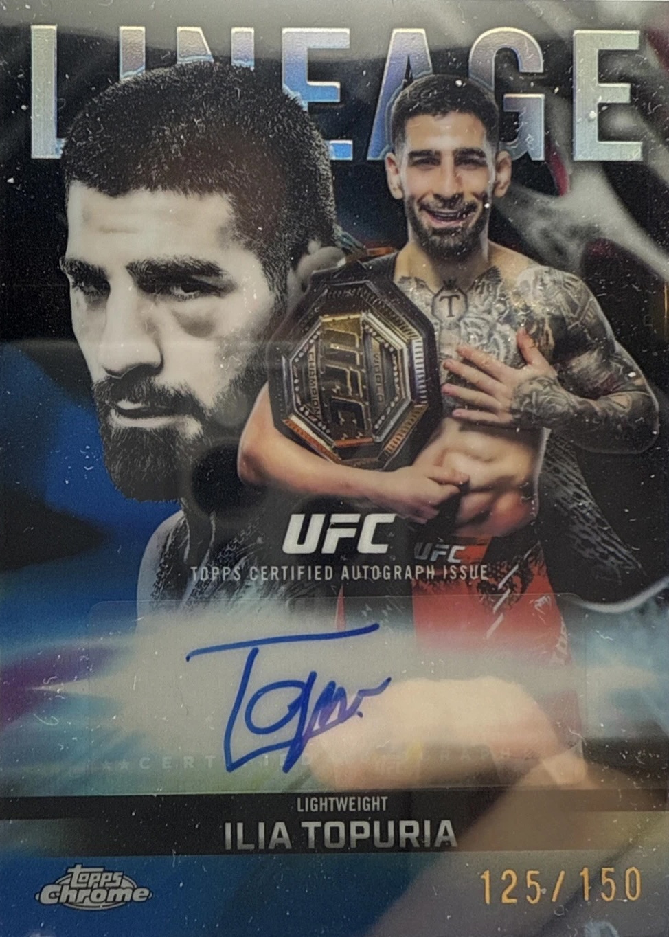 2026 Topps Chrome UFC Blue Refractor Ilia Topuria #CCA-IT /150