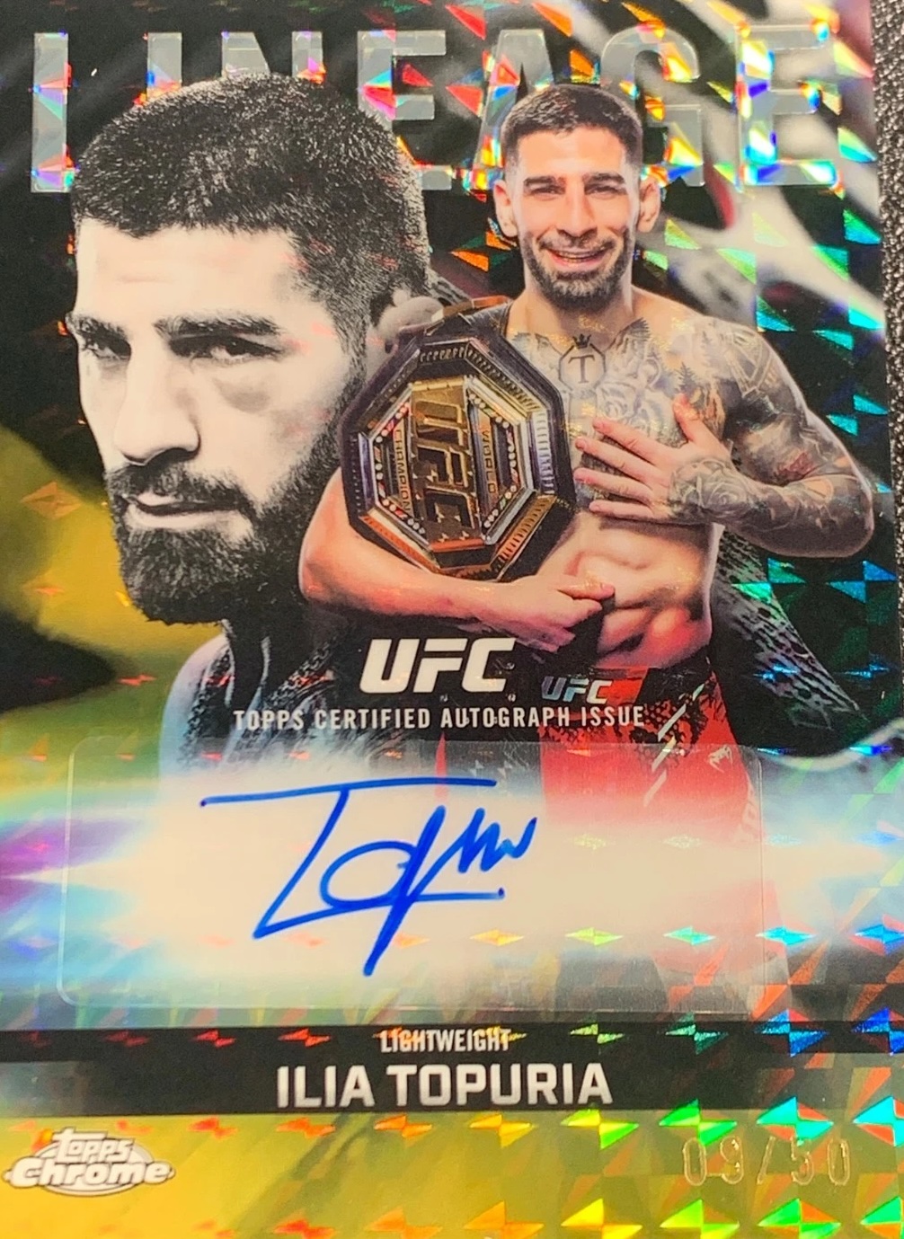 2026 Topps Chrome UFC Gold Geometric Refractor Ilia Topuria #CCA-IT /50