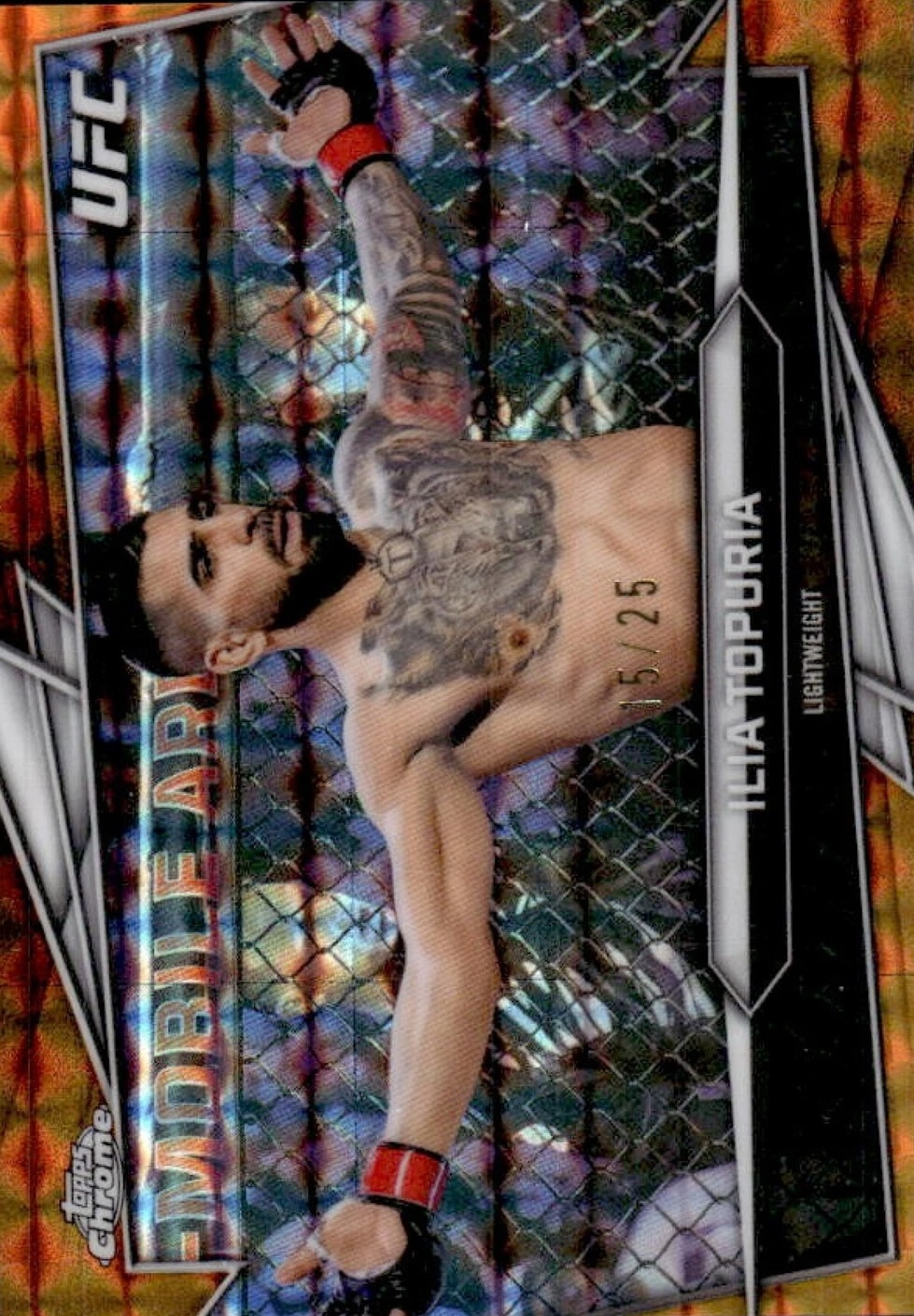 2026 Topps Chrome UFC Orange Geometric Refractor Ilia Topuria #1 /25