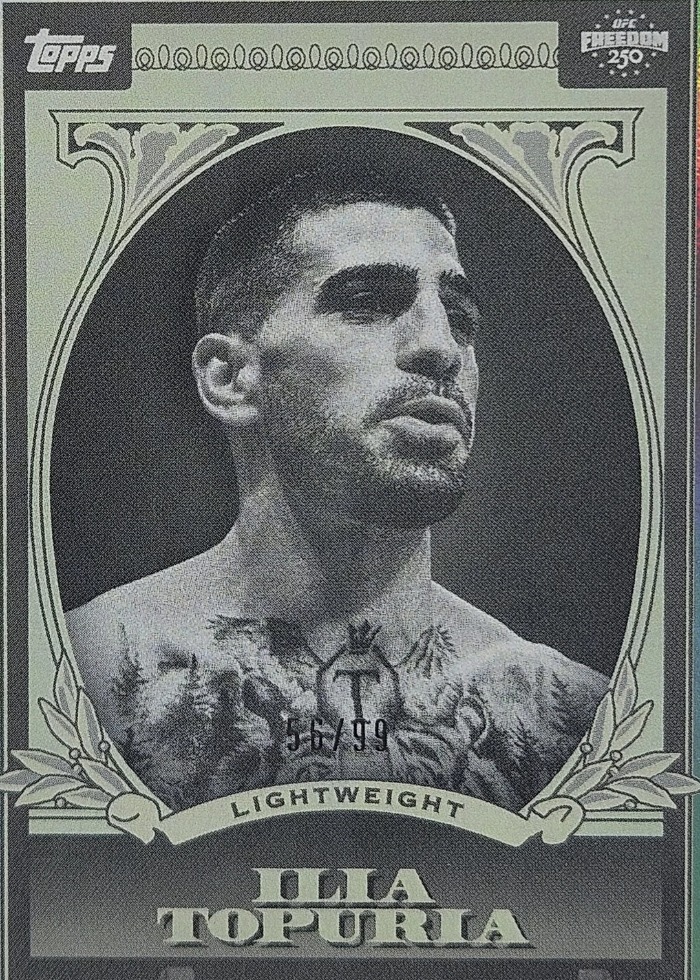 2026 Topps UFC Freedom 250 Green Ilia Topuria #UD-6 /99