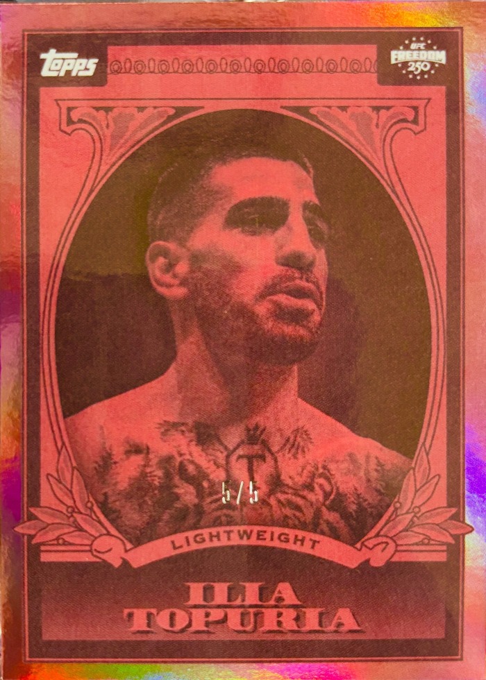 2026 Topps UFC Freedom 250 Red Ilia Topuria #UD-6 /5